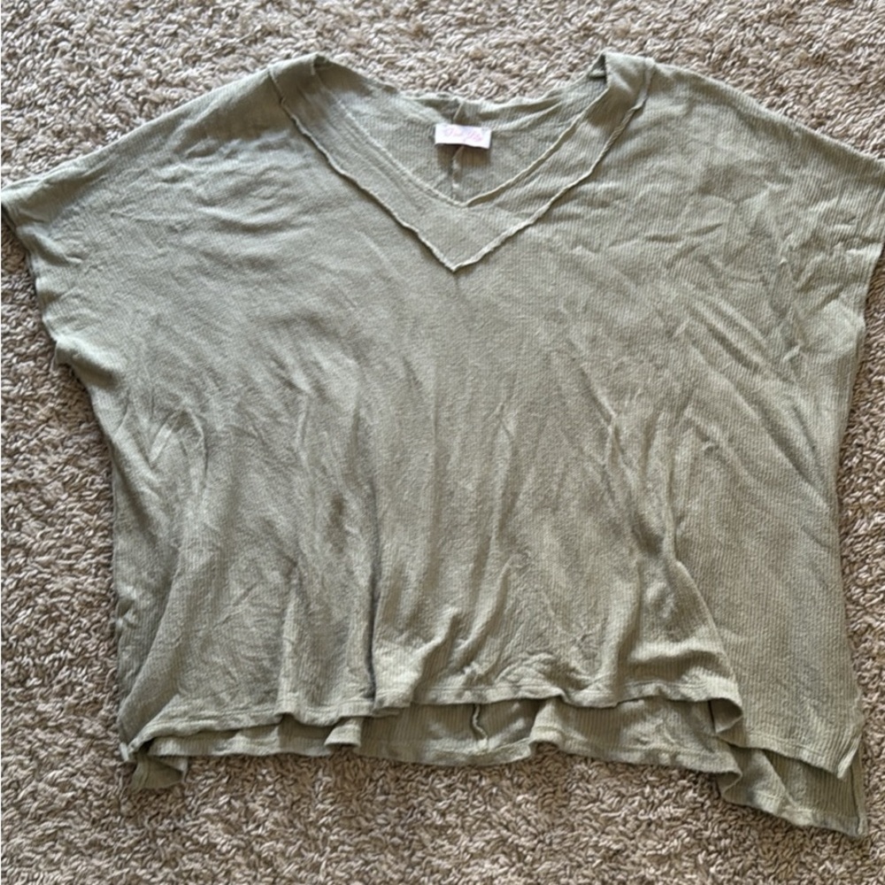 Pink Lily Sage Green Short Sleeve Top